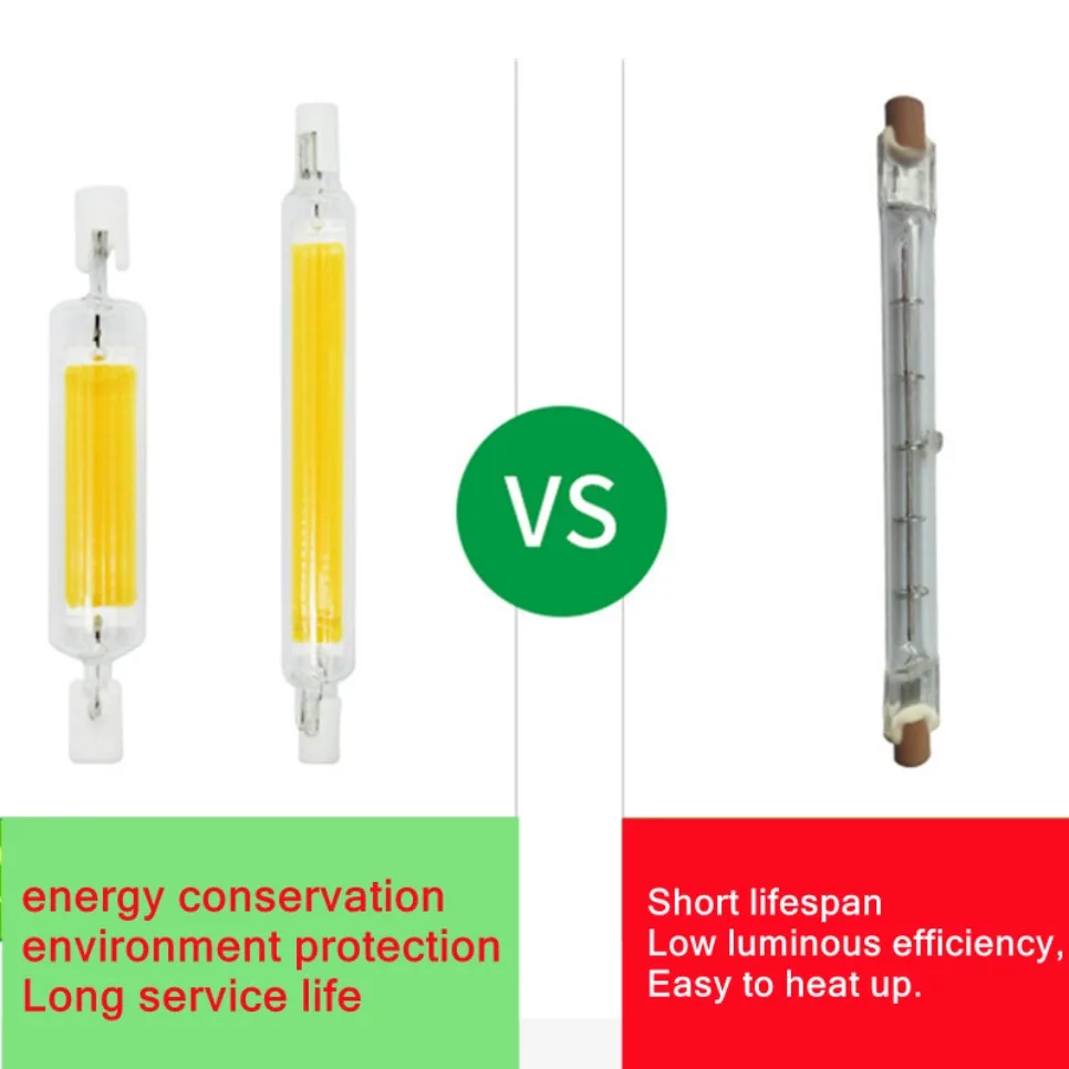 Tube de verre LED R7s COB haute puissance, ampoule COB, 78mm, 189mm, 118mm, J78, J118, AC 110V, 120V, 130V, 220V, 240V, lampe halogène de remplacement domestique