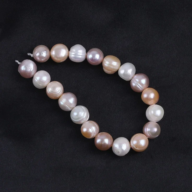 Hot Sale 9-10mm  Potato Shape White Pink Purple Mixed Color Freshwater Pearl  Strand  Zhuji Pearl 18cm