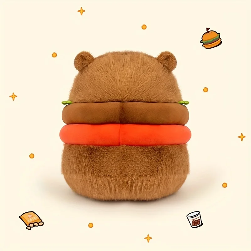 Peluche Capybara en forme de hamburger, 20cm/7.87 pouces, jouet en forme de hamburger, meilleurs cadeaux de vacances