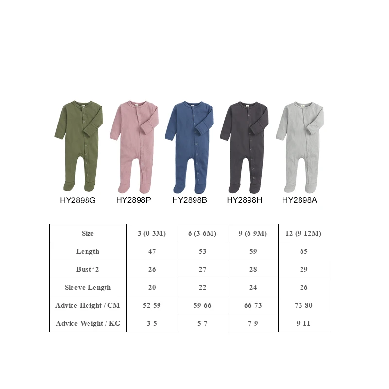 Baby Rompers Infant ClothesBodysuit Solid Color Footie Baby Boy Girl Clothing Cotton Long Sleeve Snap Closure Newborn Jumpsuit
