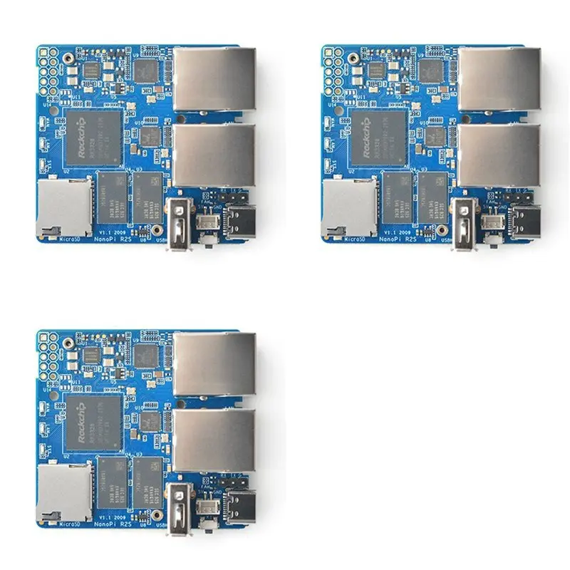 3X For Nanopi R2S Mini Router Single Board Rockchip RK3328 Quad-Core Cortex-A53 Gigabit Ethernet Ports Development Board