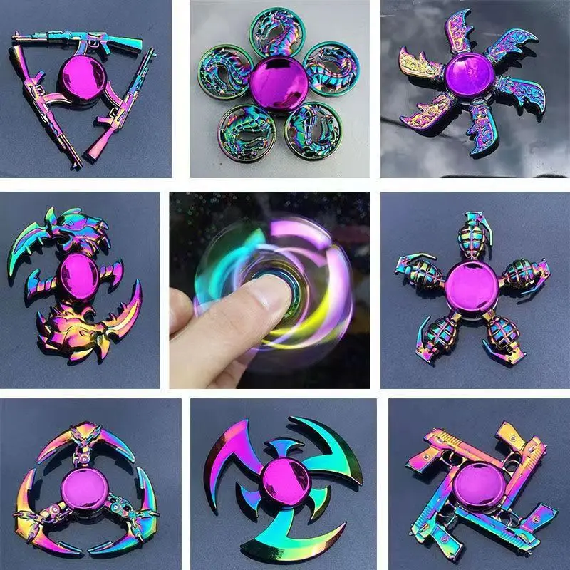 Bunter Legierungs-Fingerspinner, Metall-Fingerrotations-Ornament, Freizeit-Stressabbau-Deko, Party-Geschenk – Detail 4