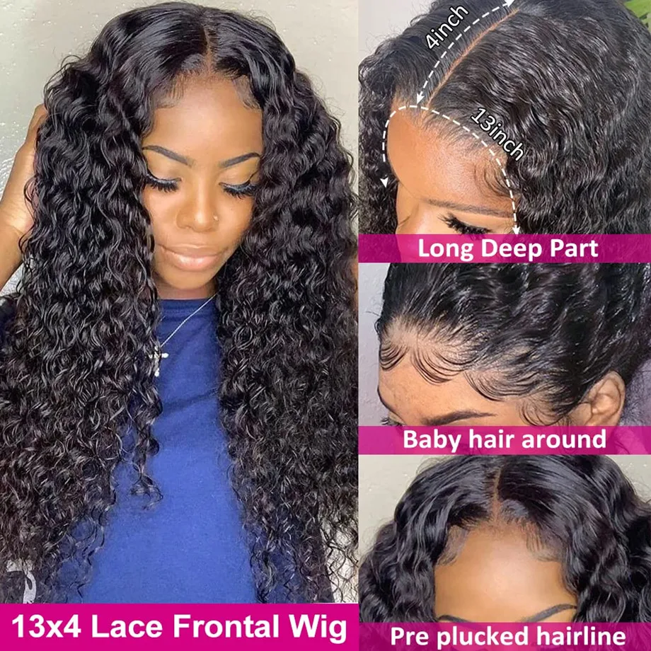 Transparent Deep Wave Frontal Wig 13x4/13x6 Curly Lace Front Human Hair Wigs Wet And Wavy 4x4 Lace Closure Wig Free Shipping