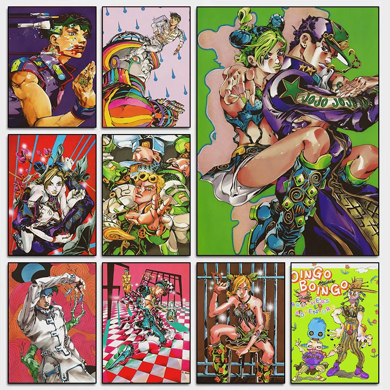 Japanese Anime JoJo S Bizarre Adventure Poster Vivid Lifelike Cartoon Role Canvas Painting Illustration Pictures Bedroom Decor