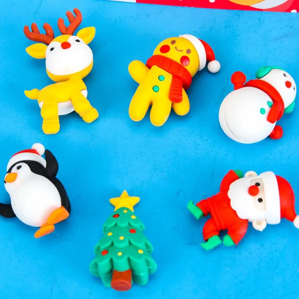 Stationery Cute Christmas Assembled Eraser Creative Snowman Cartoon Eraser Elk Santa Claus Christmas Decoration Student