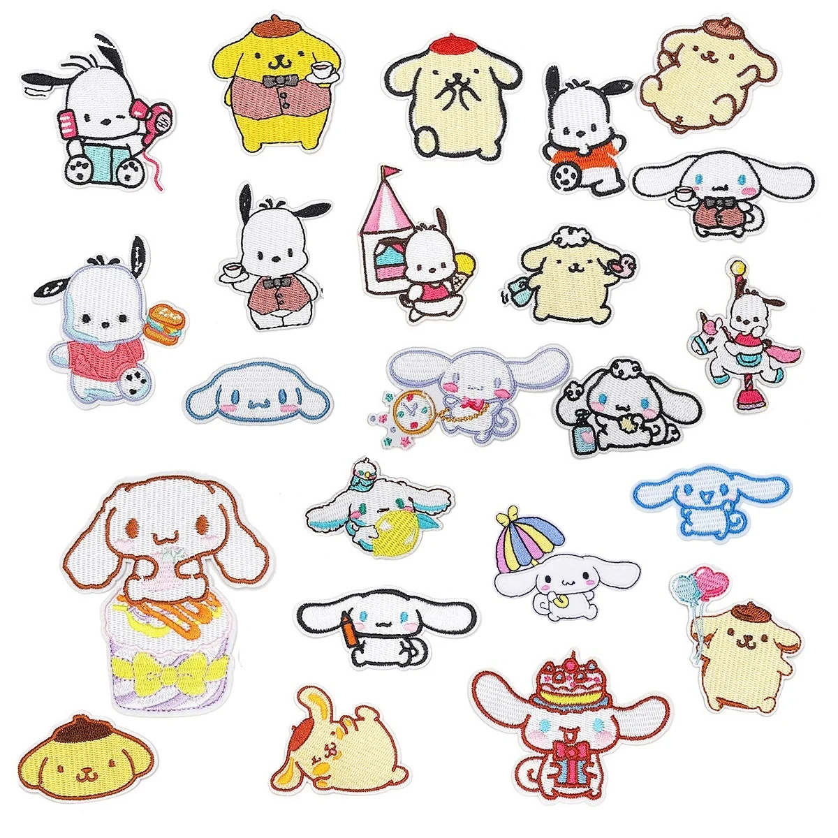 6/7/10Pcs Anime Cinnamoroll Pochacco Pompom Purin Kwaii Applique For Sew Child Clothes Iron on Embroidery Patch Coat Stickers