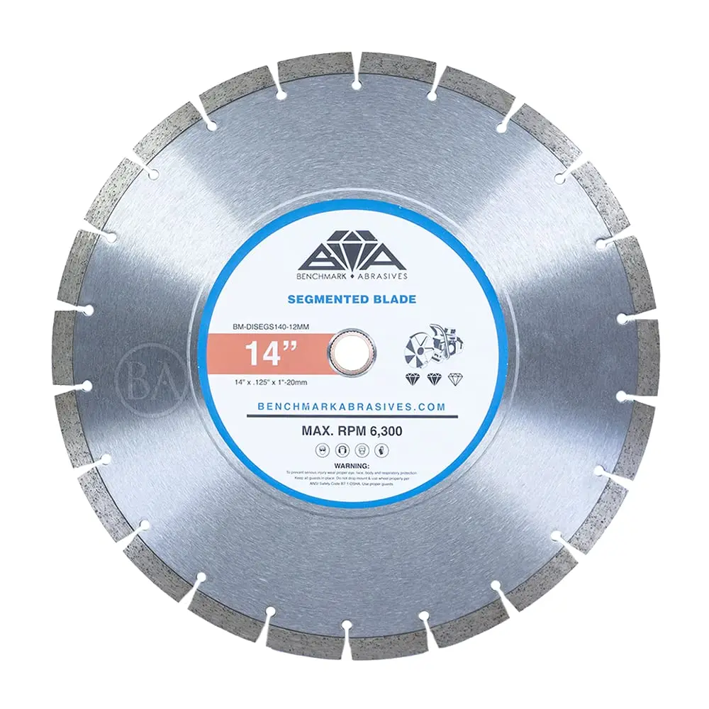 Benchmark Abrasives Segmented Diamond Blade, 14 Inch Concrete Saw Blade With Steel Core For Cutting Brick Ceramic Tile Granite