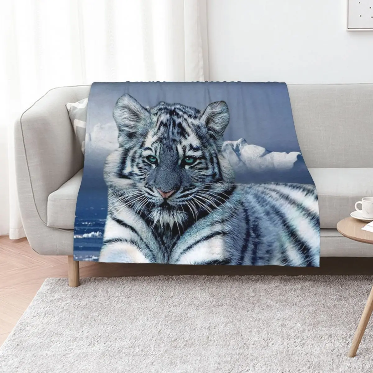 Blue White Tiger Throw Blanket Decorative Soft Throw Blanket for Couch Sofa