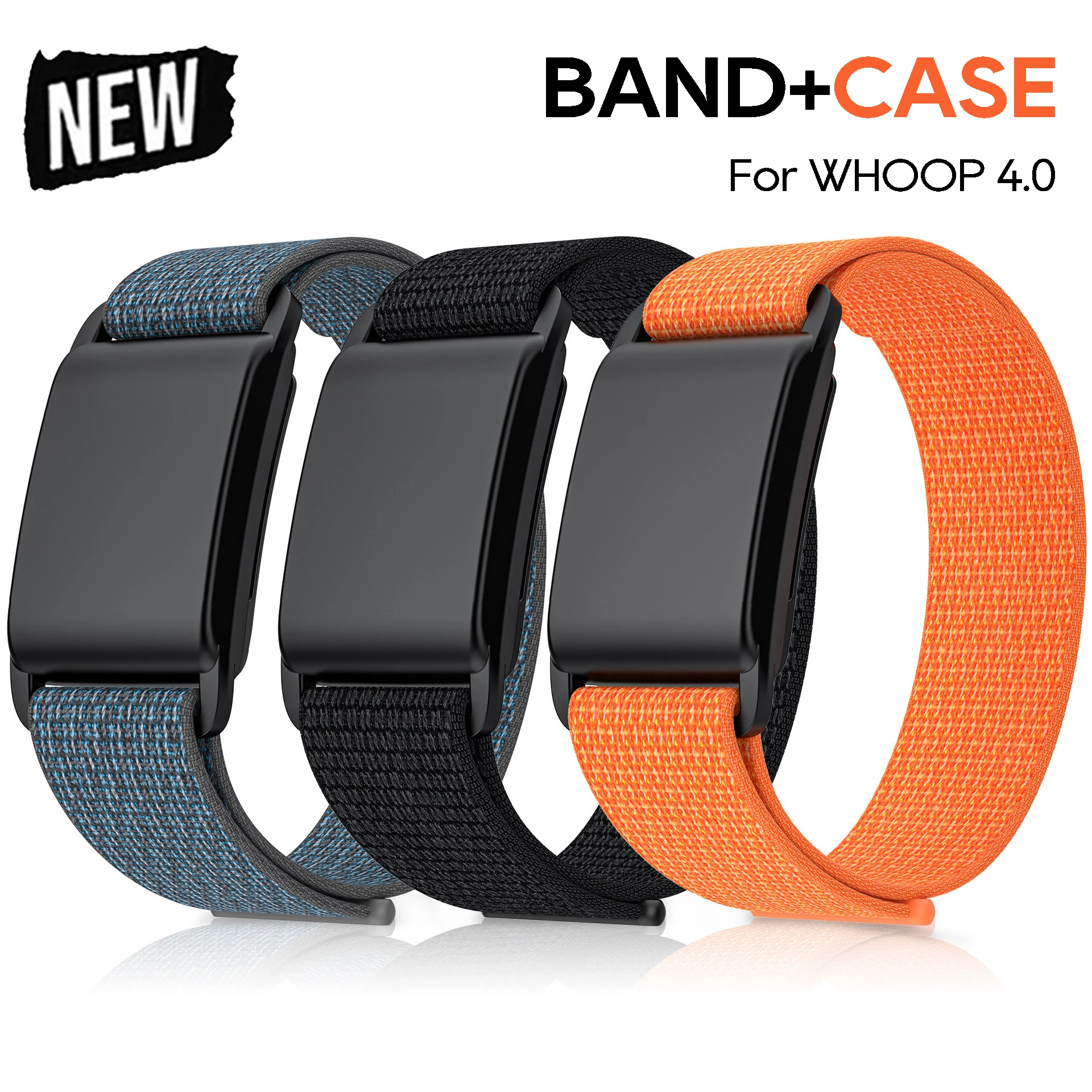 Breathable Nylon Bands+PC Case Sports Replacement Strap Compatible for WHOOP 4.0 and WHOOP 3.0 Heart Rate Sensor