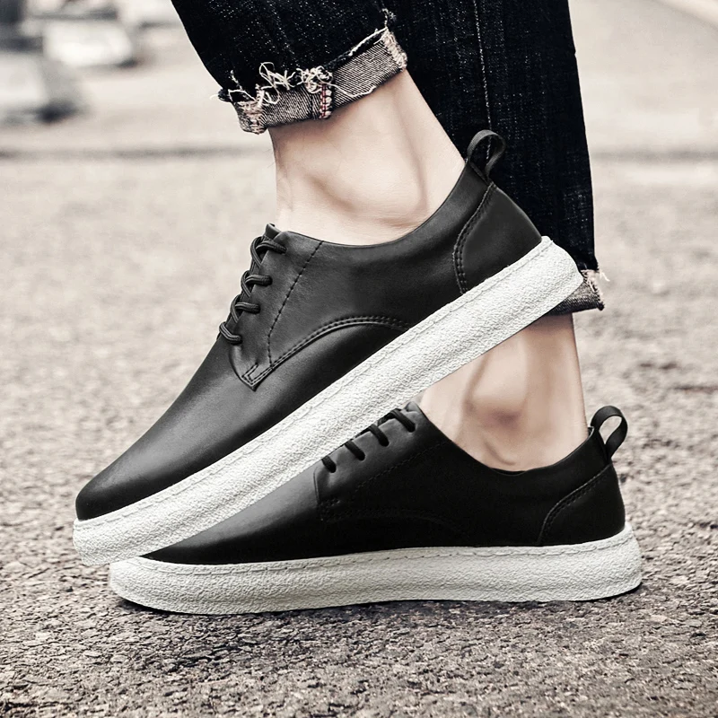 Leather Men Shoes lace up fashion Sneakers Trend Casual Shoe Italian Breathable Leisure Male Sneakers Footwear Men Shoes