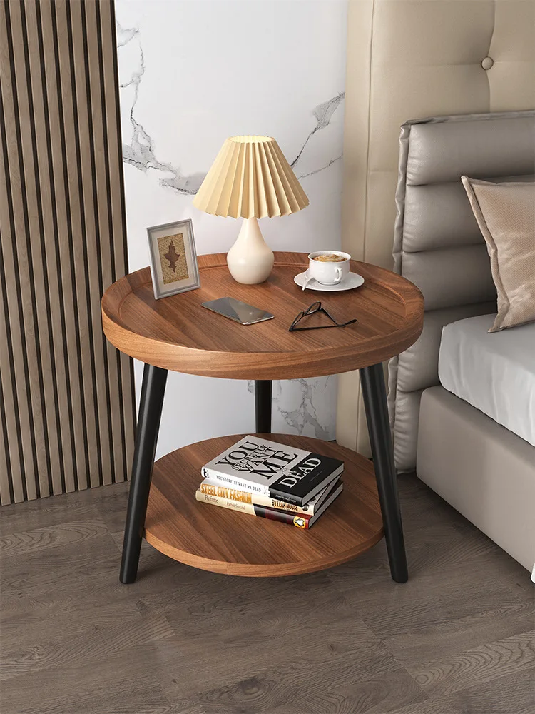 Nordic Minimalist Small Family Tea Table Round Living Room Double Deck Side Table Home Stay Bedside Small Round Table Wholesale