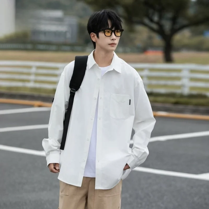 

Повседневная длинная све irt для мужчин, Гонконгская универсальная верхняя одежда для отдыха, весна-лето, модная полиэстеровая подставка