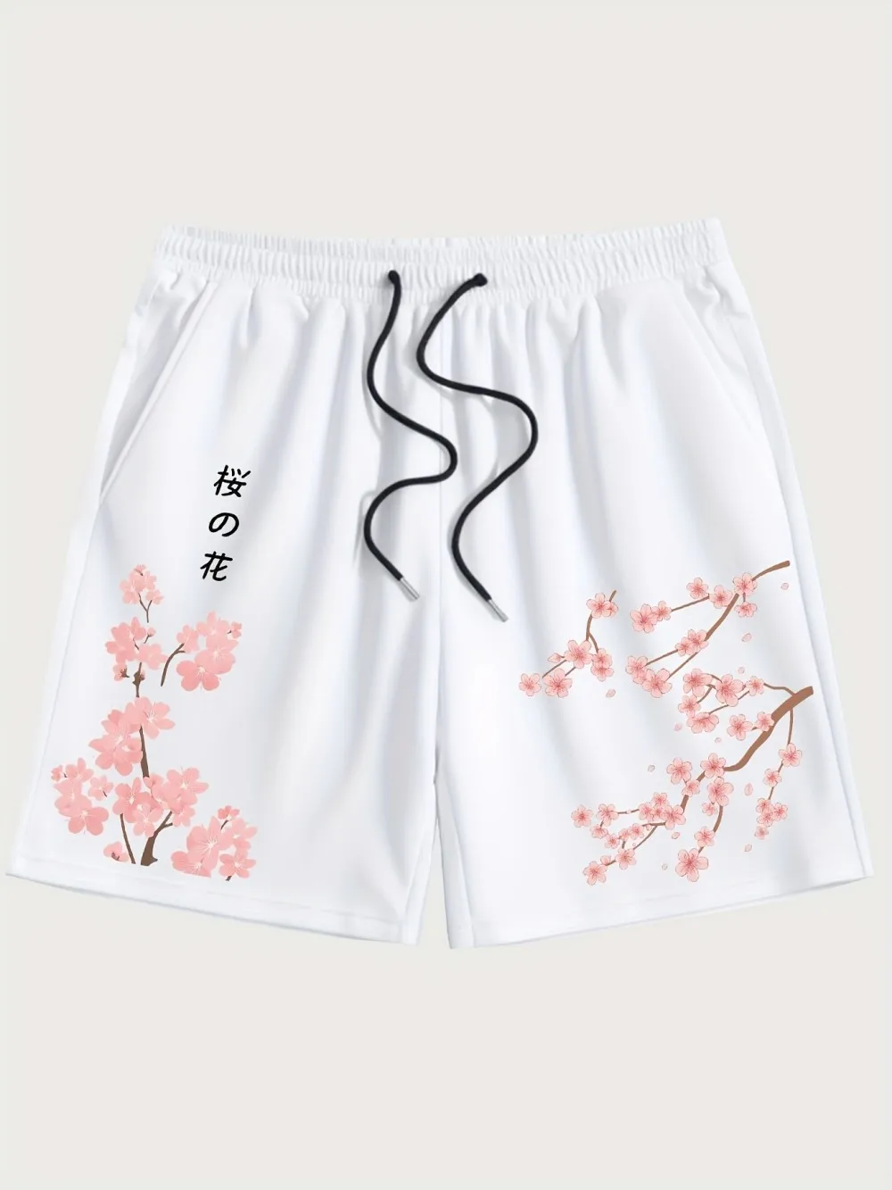 Summer Men's Short Pants - Cherry Blossom Print - Breathable Lightweight Casual Fashionable Street Style Men's Pants