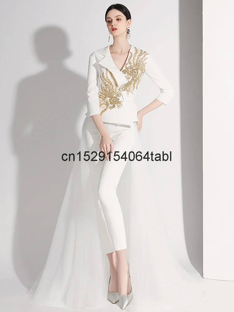 

Temperament Pants, Fashion Show, Program, Evening Host, Annual Meeting Dress, Women's Banquet, High End Evening Dress, Han Fu