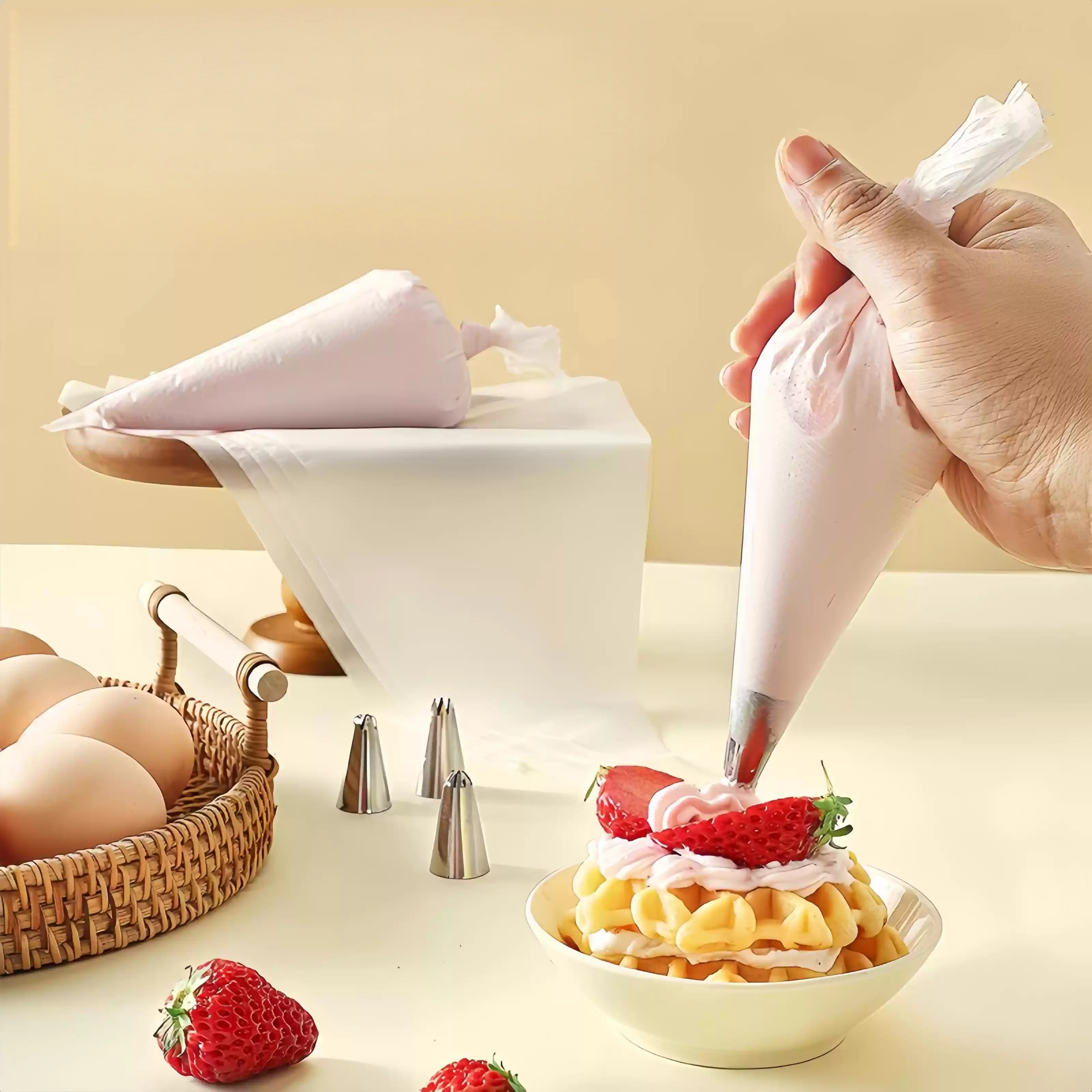 100 Pcs Bulk Piping Bags, Thick & Burst Resistant for Bakeries. 27x17cm, Disposable