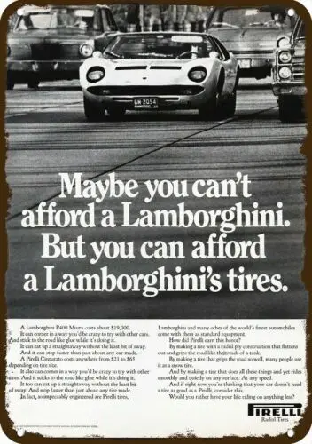 1p,1971 P400 MIURA TIRES VntgLook ДЕКОРАТИВНАЯ РЕПЛИКА МЕТАЛЛИЧЕСКАЯ ВИНАК 1p,1971 P400 MIURA TIRES VntgLook ДЕКОРАТИВНАЯ РЕПЛИКА МЕТАЛЛИЧЕСКАЯ ВИНАК