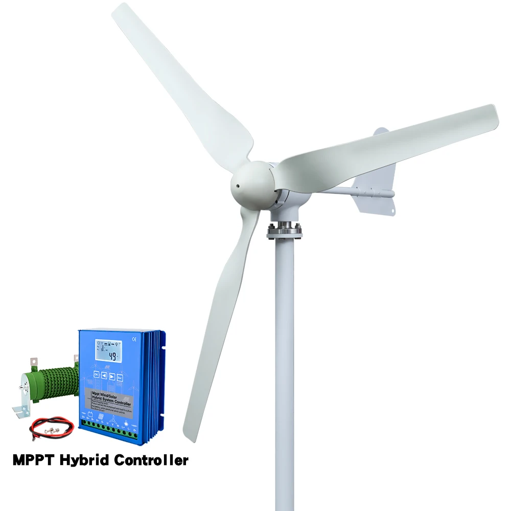5000W Horizontale Windturbine 12V/24V/48V Geluidsarme Huishoudelijke 220V Zachte Bries Starter Met Gratis Laadcontroller