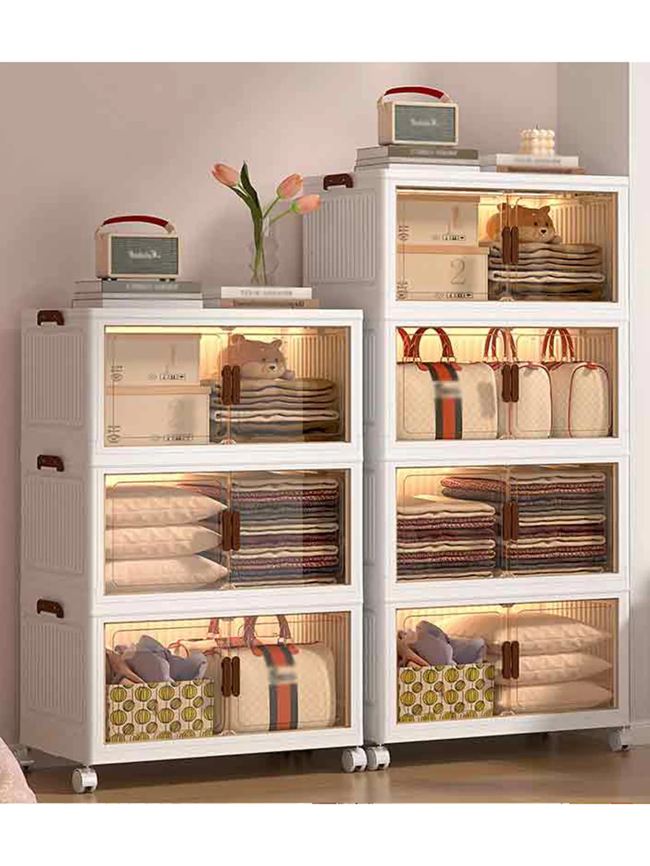 منظم صندوق تخزين بلاستيكي مكون من 3 طبقات مقاس 60 سم، صندوق تخزين قابل للتكديس، صندوق تخزين مغطى، منظم حاوية تخزين للمطبخ #4