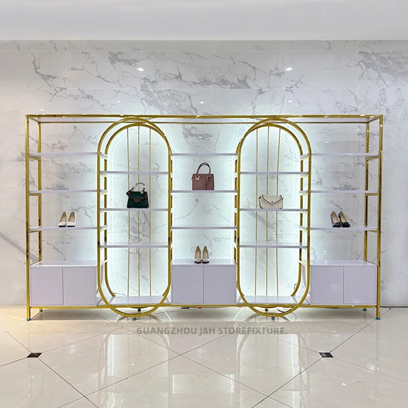 

Customized. exquisite handbags shop display furniture custom shoes showcase shoe display rack handbag display shelves with LED l