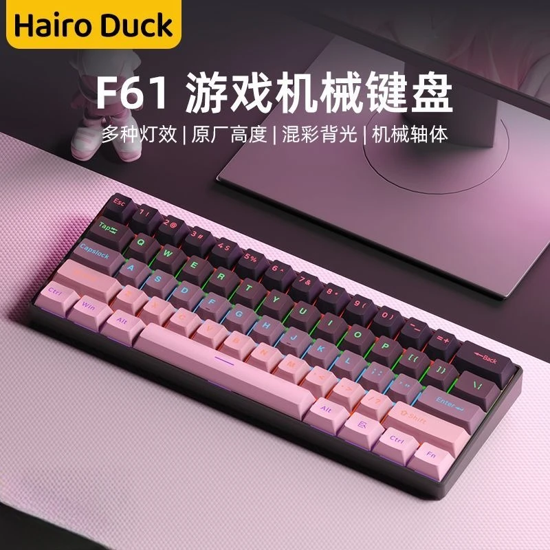 Tastiera meccanica RGB 61 tasti di tipo C Copritasti che cambiano colore per ufficio da gioco con stampa laterale sfumata per amanti pastello