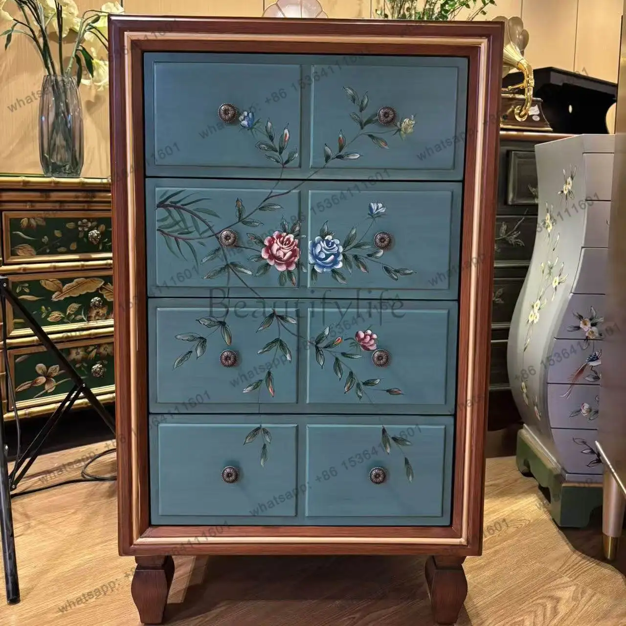 LD American country designer floral four-chest chest drawer locker