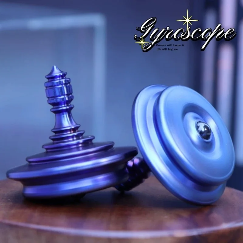高級チタン合金製スムーズスピニングトップ-edcメタルフィジェットトイ-手回しジャイロ-ストレス解消-オフィスギフト