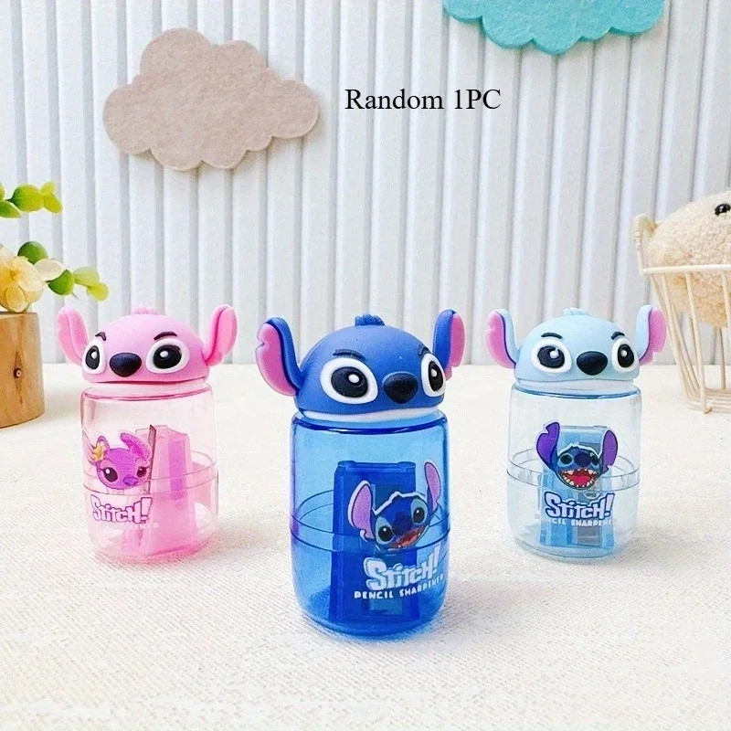 Random 1pc Disney Licensed Cartoon Stitch-Shaped Pencil Sharpener | Portable Single-Hole Sharpener Office Supplies PVC Material