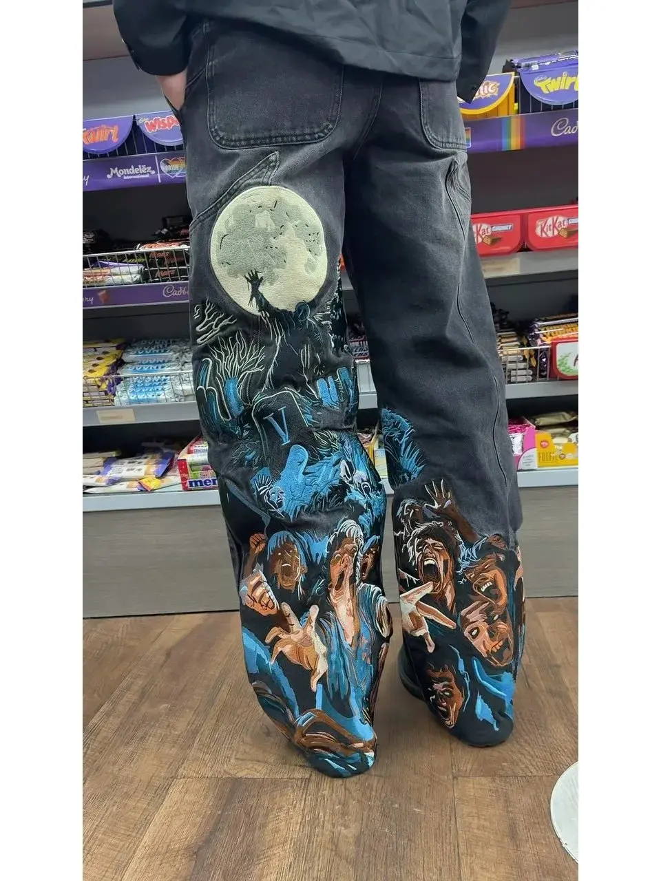 Calças Jeans Baggy Retro Y2K para Homens e Mulheres, Estilo Verão, Corte Solto, Cintura Média, Fechamento com Zíper, Padrão d...
