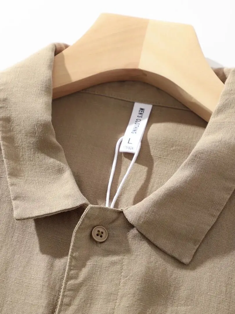 High-End Men's Short Sleeve Shirt Linen Mix Soft Cool Casual Style Standard Fit Breathable Lightweight Classic Versatile