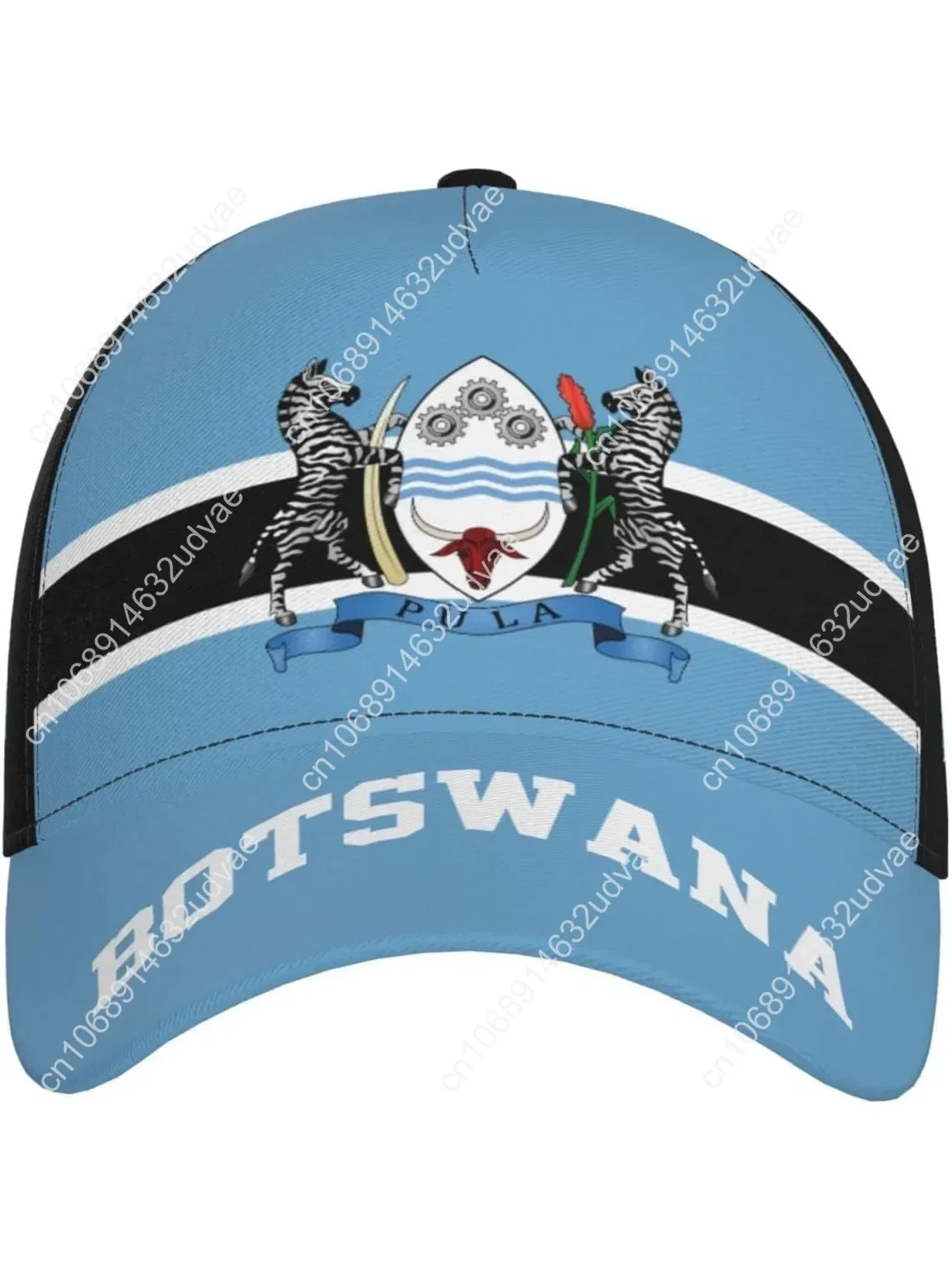 

Botswana Flag Botswanian Baseball Cap Full Print Adult Men Hat Patriotism Supporter Soccer Caps Black