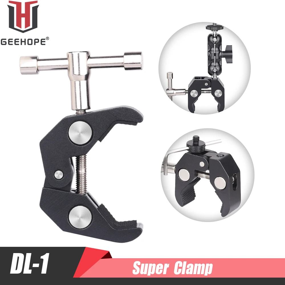 

GEEHOPE DL-1 Super Camera Clamp Mount Magic Arm Alloy Camera Crab Clamp for DSLR Cameras/DJI Ronin/Monitor/LED Light/Cross Bars