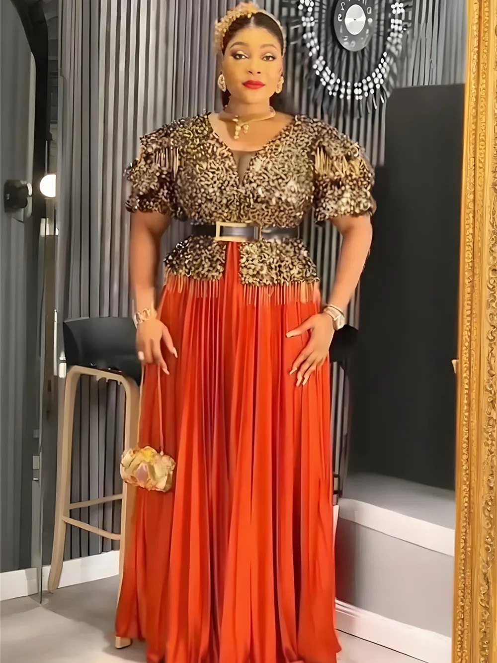 

Элегантные африканские платья для женщин, роскошное вечернее длинное платье с блестками, рождественское свадебное платье больших размеров, 2024, женская одежда