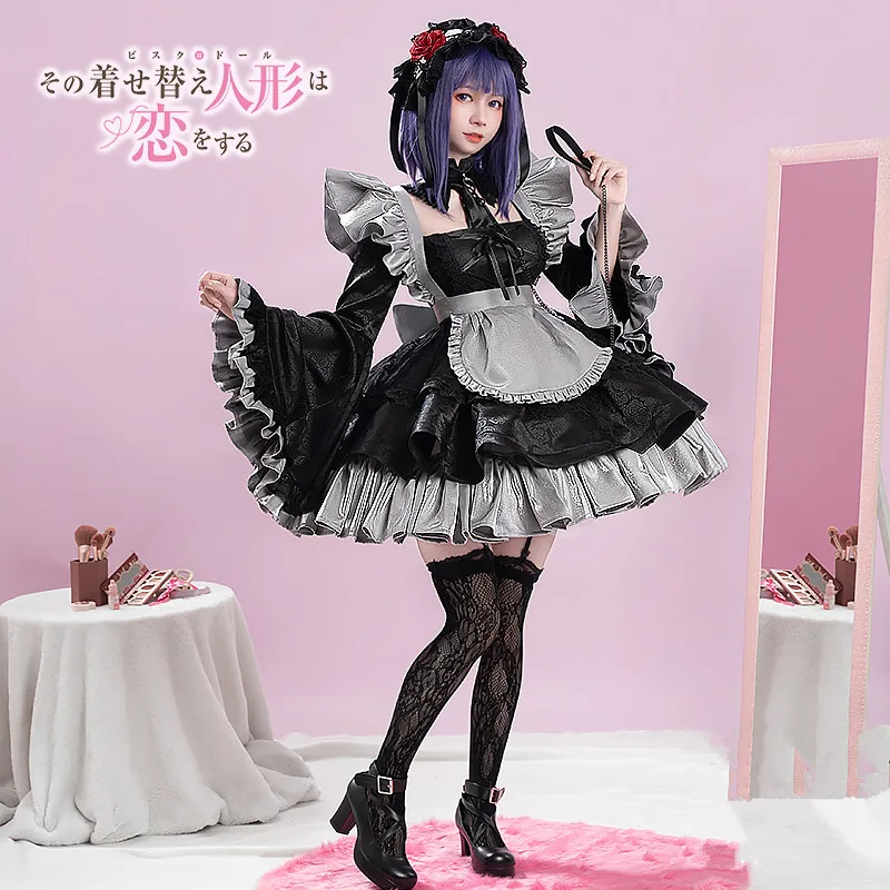 AGCOS My Dress-Up Darling Marin Kitagawa Maid Lolita Dress Cosplay Costume Girl Christmas Cosplay