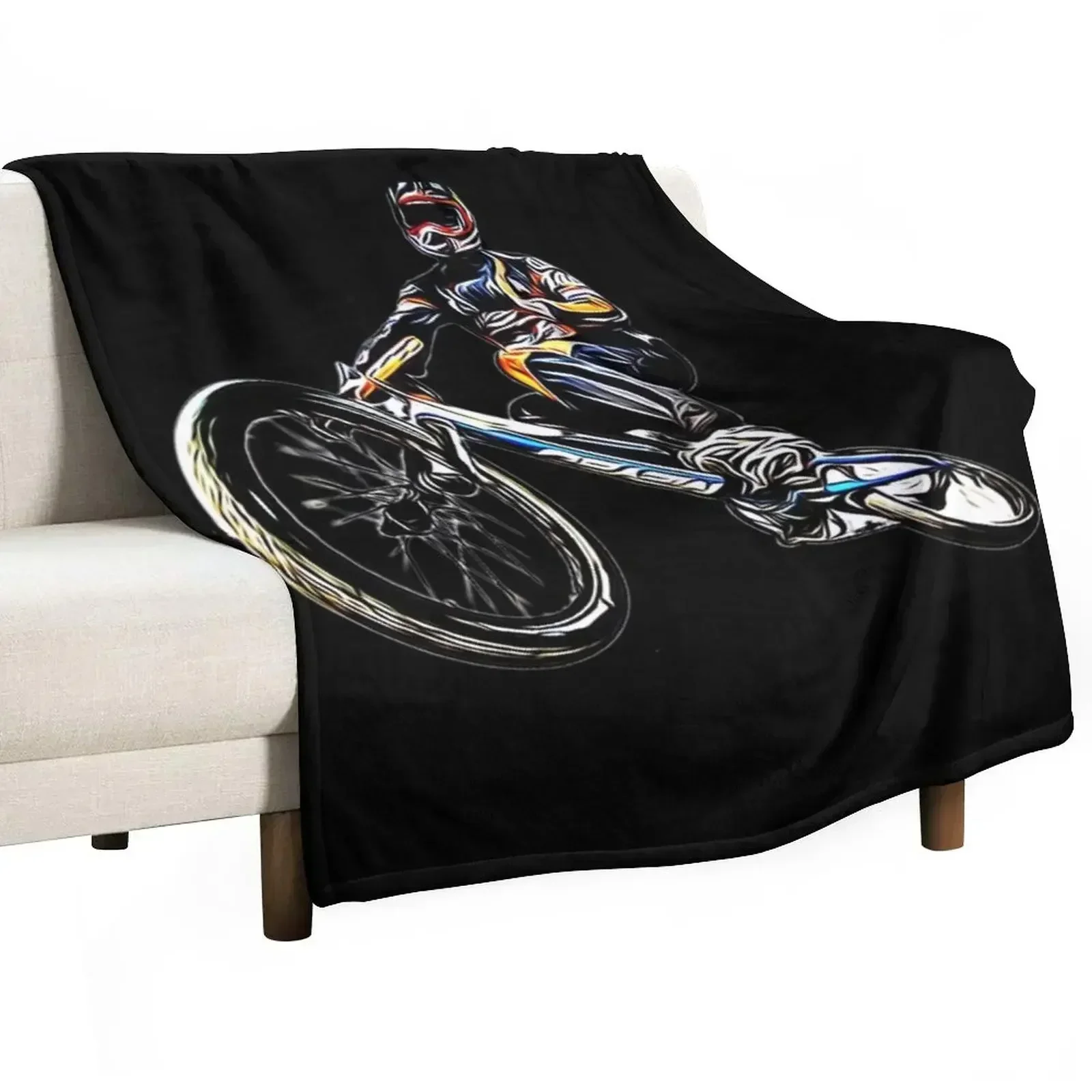 A cool grafitti BMX freestyle with paint splatters Throw Blanket Sleeping Bag Winter beds Furrys Decoratives Blankets