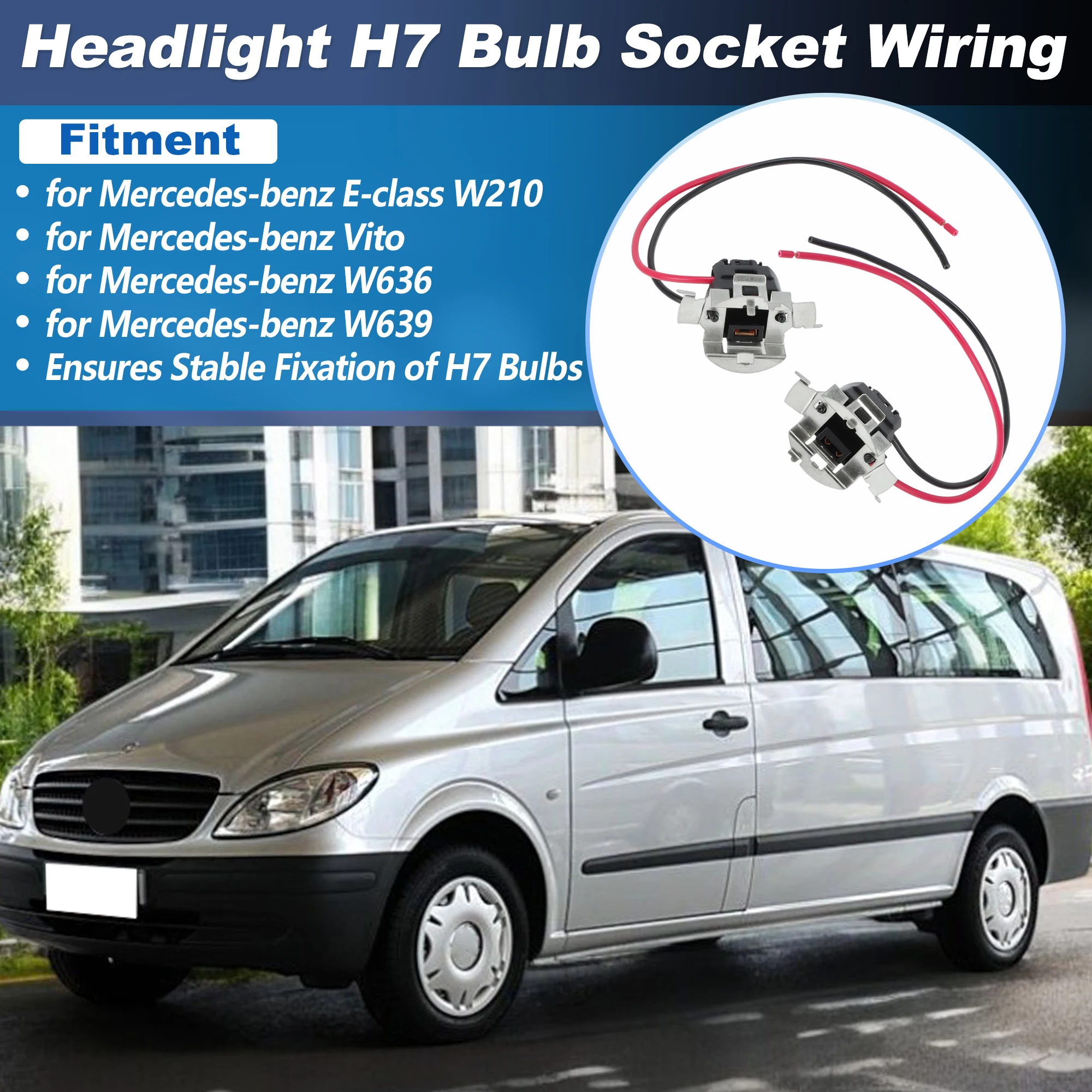 

UXCELL 2pcs Headlight H7 Bulb Socket for Mercedes Benz E-class W210 W636 A2108200013