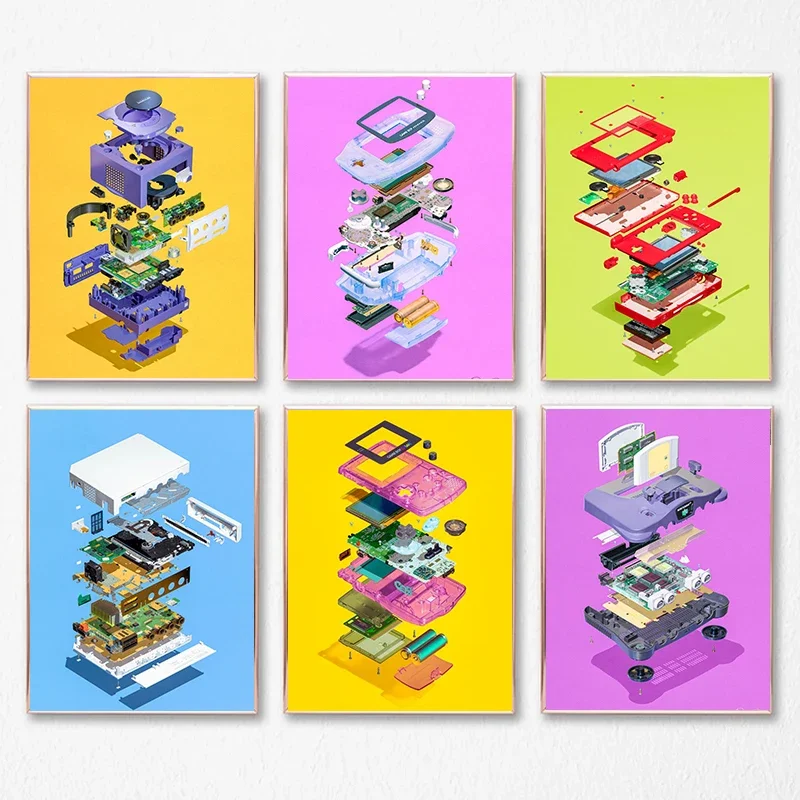 Vintage Colored Nintendo Gamecube Posters Console Canvas Painting HD Print Wall Art Picture Living Room Bedroom Game Room Decor