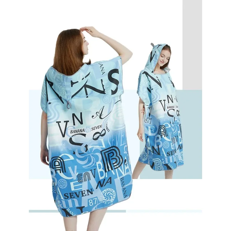 

Surf Poncho Towel Poncho Quick-Dry Towel Hoodie Microfiber Beach Robe Changing Swim Towel Beach For Adults