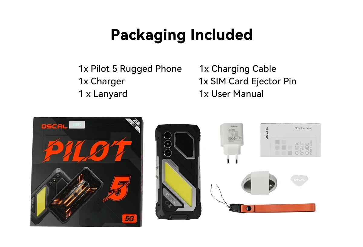 Blackview OSCAL PILOT 5 5G Mobile Phones AI Rugged Smartphone UNISOC T8100 6.67' 2.4K Display 120Hz, 8GB 256GB, 15000mAh Phones