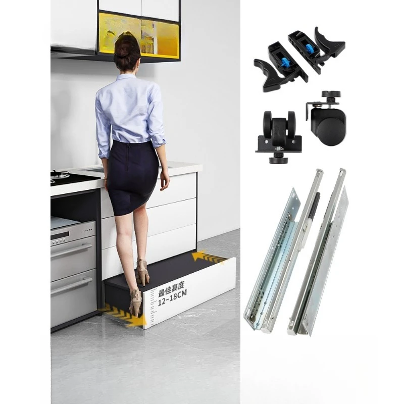 

Foot pedal heightening device Hardware accessories Kitchen auxiliary Hidden heightening table Invisible press foot stool track