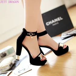 2024 New Summer Platform Sandals Women Ladies Shoes Thick Heels Sandals High Heels Suede Fashion Sandals Plus Size 33-45