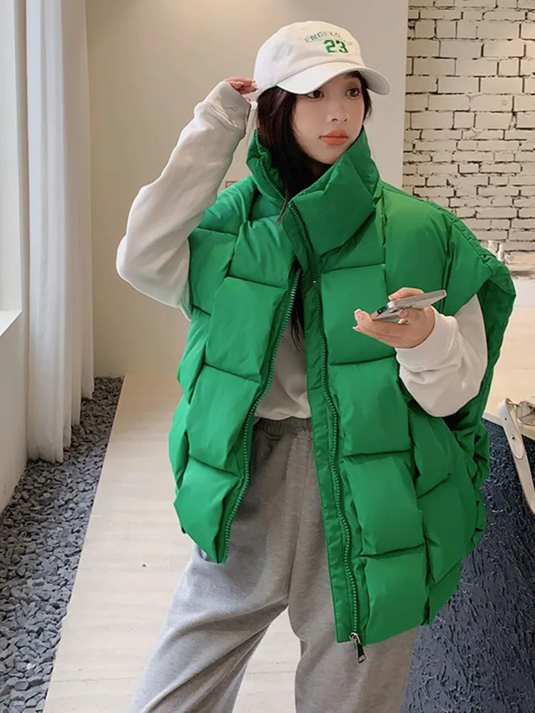 

New Padded Vests Winter Coat Ladies Jackets Oversize Women Vest Puffer Outwear Sleeveless Warm Fashion Long Loose Vest Coat