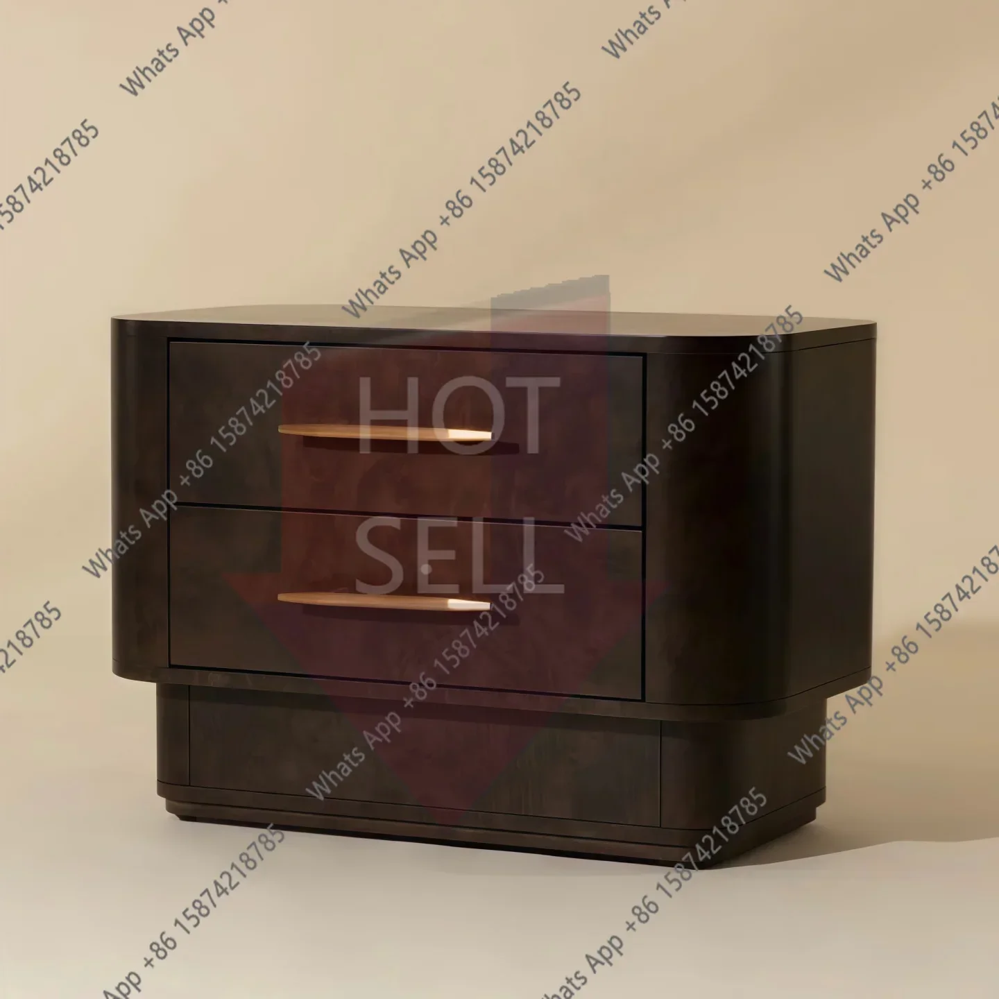 Qq Mn Italian Minimalist Bedside Table Solid Wood Bedroom Bedside Modern Minimalist Style Light Luxury Locker Tree Tumor Pattern