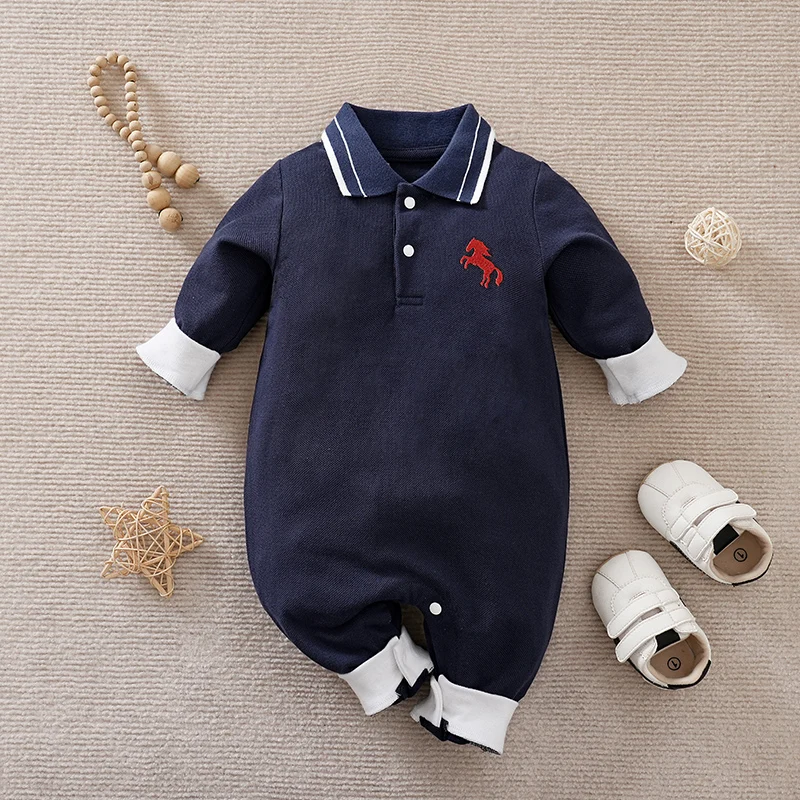 Newborn Clothes With Spurs Embroidered Cotton Comfortable 0-18 Boys And Girls Spring And Autumn Long Sleeved Baby Jumpsuit