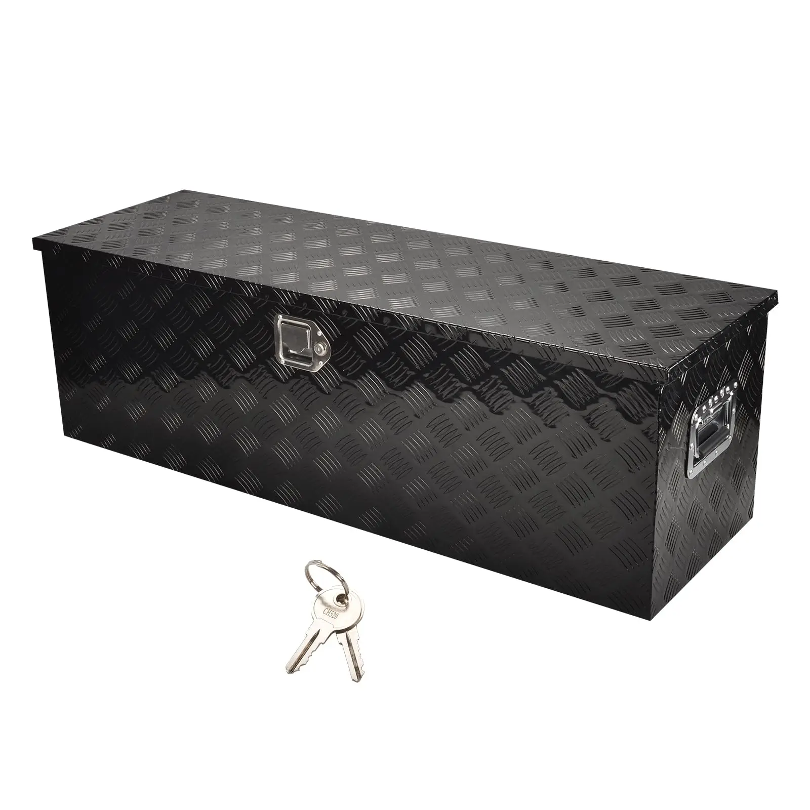 48 Inch Heavy Duty Aluminum Truck Tool Box Pick Up Truck Bed RV Trailer Toolbox Storage Organizer with Side Handle, Lock &amp