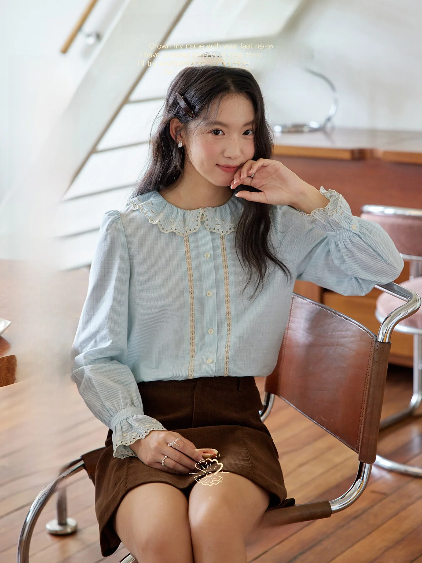 

Женский кардиган Nov Et French Sle с вышитым воротником-рюшем, полосатой текстурой, из чистого хлопка, с длинными рукавами, дышащий