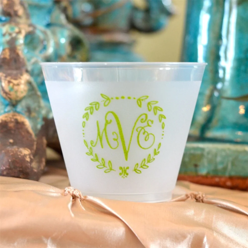 Bride and Groom Shatterproof Wedding Cups, Plastic Party Cups, Frost Flex Cups, Cheers Monogrammed Cups, Shatterproof Cups, Plas