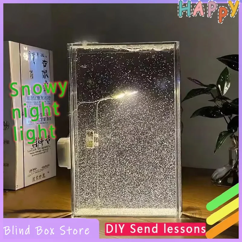 Snowy Night Flowing Small Night Light Street Light Snow Simulation Kids Toy Diy Material Package Toys Birthday Christmas Gift