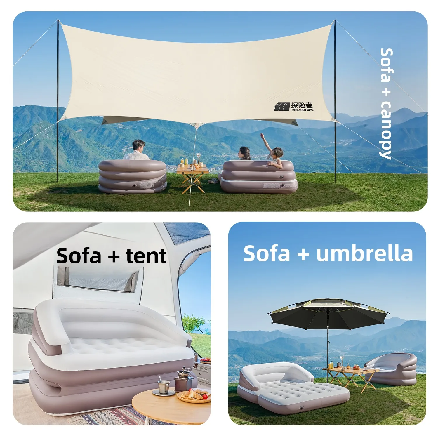 풍선 소파 야외 가구 파티오 풍선 의자 게으른 소파 슬리핑 패드 에어 매트리스 휴대용 접이식 캠핑 장비