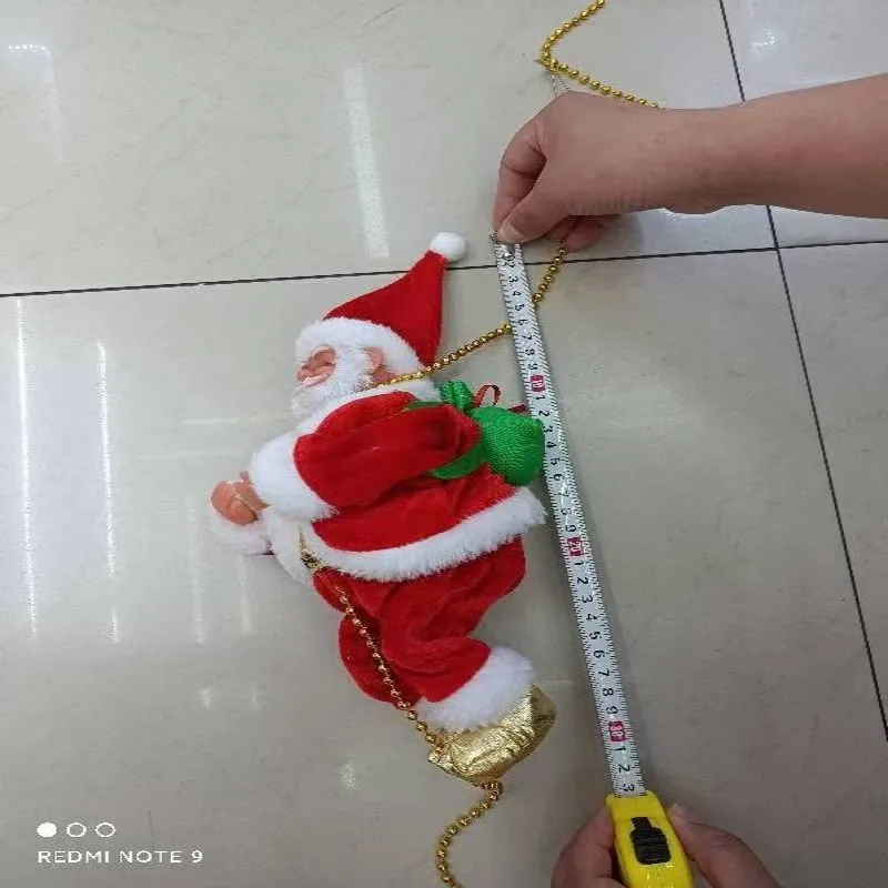 ซานตาคลอสที่สามารถปีนเชือก ของเล่นไฟฟ้า ลูกปัดบันได ของขวัญคริสต์มาส ลูกปัดตุ๊กตาดนตรีตกแต่ง