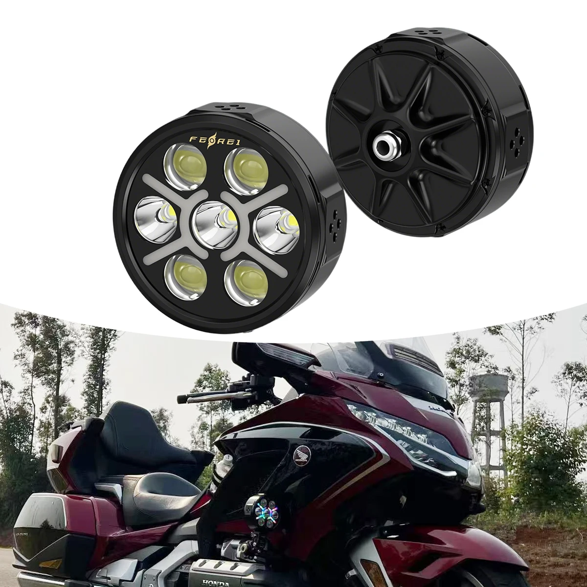 

Вспомогательные фары дальнего света STLF для GS 1250/R1200 14800LM LED 360 ° Быстросъемные светодиодные фонари DRL Sync с круглыми тремя линзами для мотоциклов